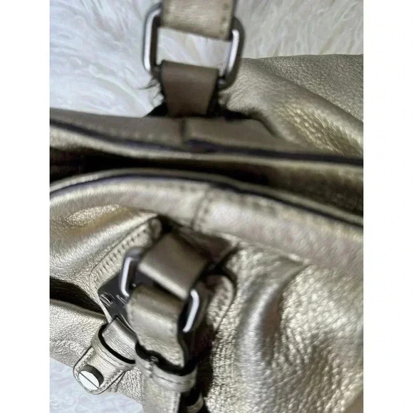B Markowski Metallic Silver Color, leather Satchel Handbag, Designer Handbag - Picture 6 of 16